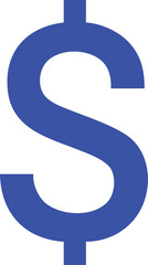 A vibrant blue dollar sign is prominently displayed against a solid white