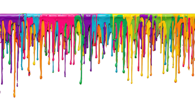 A vibrant cascade of colorful paint drips, showcasing a mix of hues that create a lively and artistic effect.