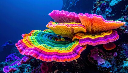 Naklejka premium Vibrant Rainbow Coral Reef Underwater Scene.