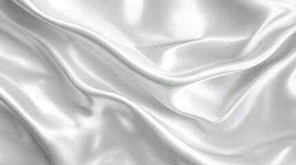 Obraz premium A white fabric with a wave pattern. The fabric is smooth and shiny. The wave pattern is subtle and elegant