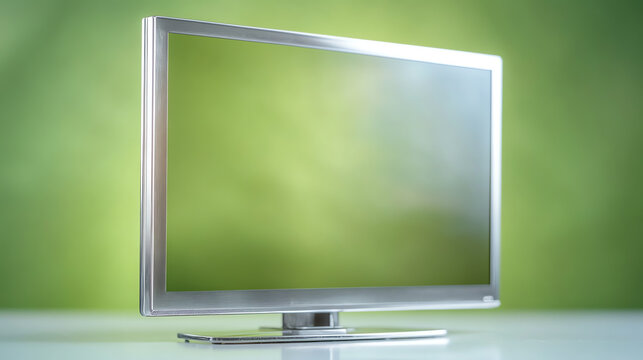 Sleek, modern television with a vibrant green background, reflecting contemporary design and advanced technology features.