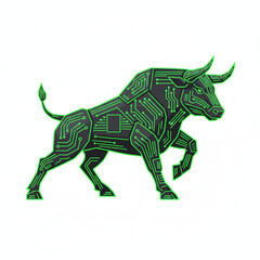 Obraz premium Cybernetic Bull illustration symbolizing technological advancement and power
