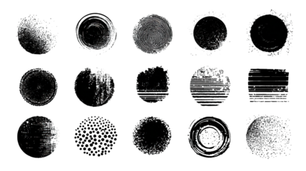 Various circular textures with distinct patterns, showcasing a range of lines and swirls in monochrome shades.