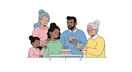 Multi Generational Family Celebrating With Birthday Cake And Candles Warm Gathering