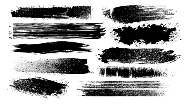 A collection of various paint strokes showcasing different textures and styles.