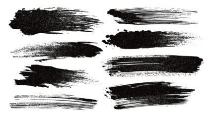 A collection of textured brush strokes in various shapes and sizes, showcasing a range of artistic styles.