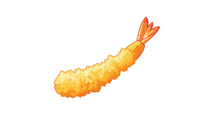 A single piece of crispy deep-fried shrimp tempura is illustrated in a detailed and realistic style on a white background.