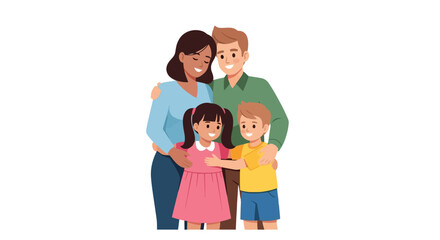Happy Diverse Family Smiling Together Stock Illustration