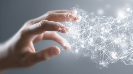 Abstract Concept of Digital Interaction with Networks and Data Connections in a Futuristic Setting
