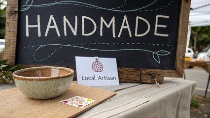 Handmade crafts offered at a local artisan stall