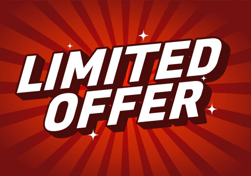 A bold graphic design featuring the text Limited Offer in large, white letters against a vibrant red
