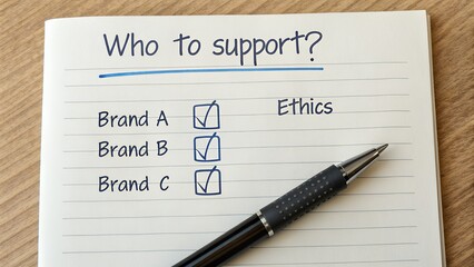 Who to support text for Person making a decision about which brand to support