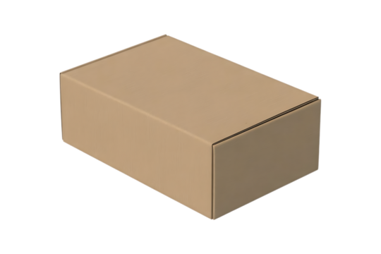 Small Blank Brown Cardboard Box Isolated on Transparent Background