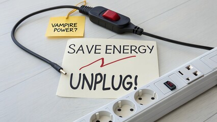 Save energy unplug power strip with red switch