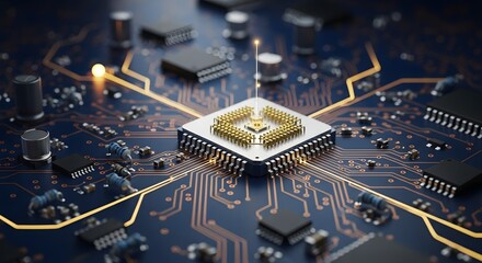 Detailed Motherboard Close-Up - Intricate Circuitry and Advanced Technology.