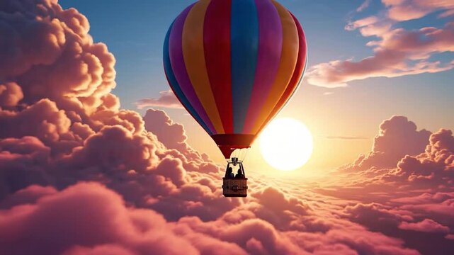 Experience the thrill of hot air ballooning at sunset, soaring above the clouds in this dynamic adventure video preview