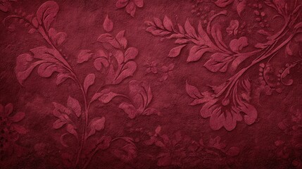 A rich red surface features intricate floral patterns that add depth and elegance. This backdrop is ideal for design projects events or artistic endeavors.