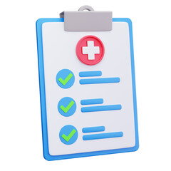 3D Medical Checklist Clipboard Health Report