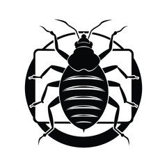 Bed bug pest control icon for infestation and parasite warning isolated on white background