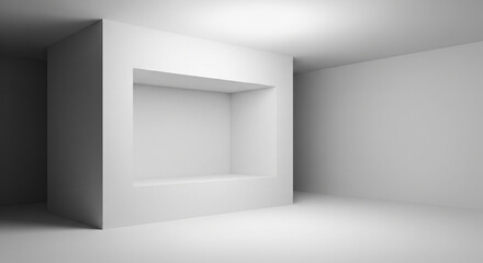 Fototapeta premium Minimalist Empty White Cube Structure in Interior Space Rendering