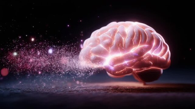 Stunning visualization of a brain emitting sparkles, showcasing creativity and cognitive processes