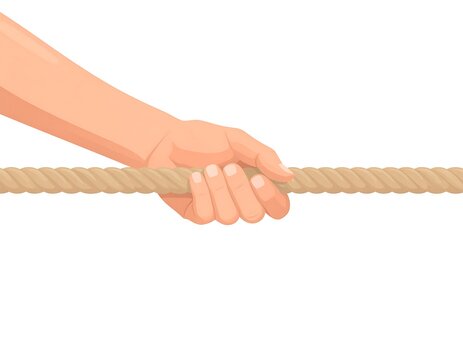Cartoon illustration of a hand grasping a rope tightly
