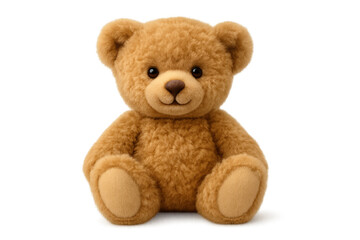 Obraz premium Little brown teddy bear toy sitting, cute stuffed animal for childhood, warmth, comfort, and innocence feeling