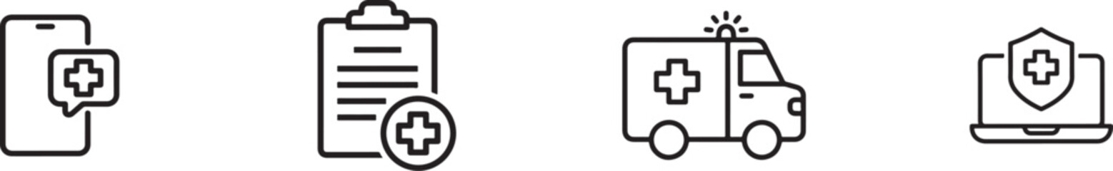 Obraz premium Online medical consultation and healthcare service icons isolated on