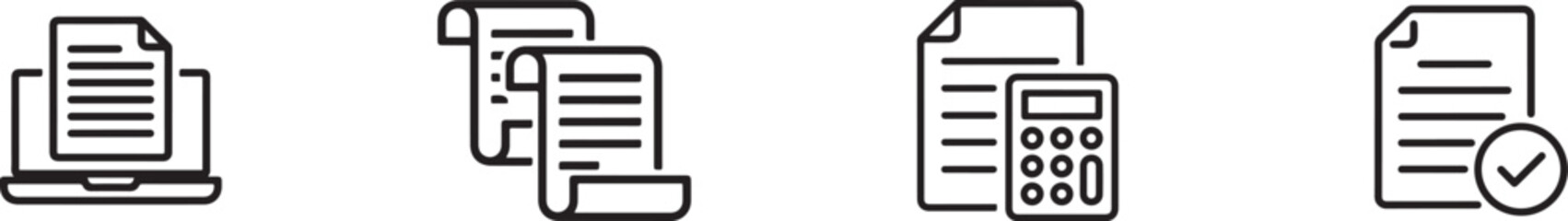 Collection of document icons isolated on for digital use