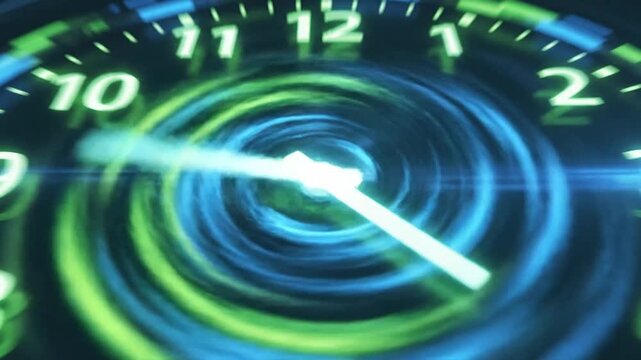 Time vortex with glowing clock face