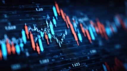 Dynamic AI generated stock market data visualization showing real-time financial trends and trading analysis on a digital screen. - Powered by Adobe