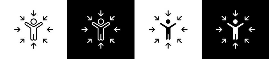 Sensory System icon set in line and glyph style on black and white background