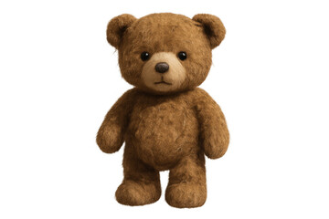 Obraz premium Brown teddy bear standing, plush toy, childhood comfort, playing with a soft cuddly friend, transparent background