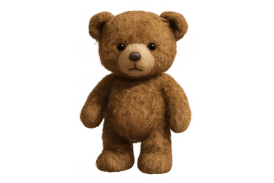 Brown teddy bear standing, plush toy, childhood comfort, playing with a soft cuddly friend, transparent background - Powered by Adobe