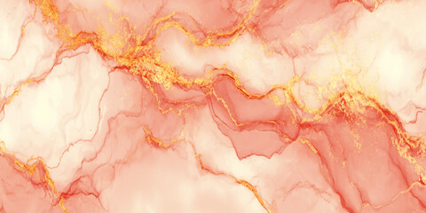 Elegant peach orange and white marble texture with sparkling gold glitter veins abstract background a blend of soft, creamy white and warm peach.