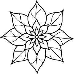 Fototapeta premium Poinsettia flower outline black vector