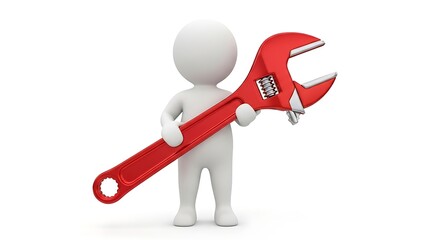 Minimalist figure with red repair tool