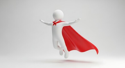 Minimalist 3D Stick Figure Illustration of Leadership and Aspiration