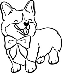 Hand Drawn Corgi Wedding, Whimsical Dog Bride & Groom Illustration