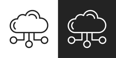 Cloud Platform Icon In Black And White Line Style