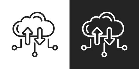 Cloud Traffic Icon In Black And White Line Style