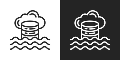 Data Lake Icon In Black And White Line Style