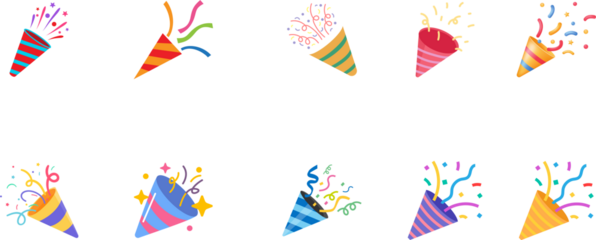 party popper Multi Color Confetti - Party Poper On Transparent Background party horn confetti Birthday party confetti background, festive ribbons and streamer paper spiral stripes, cartoon