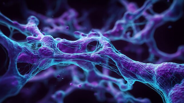 Colorful Abstract Representation of Microscopic Fibrils and Structures in Digital Art for Science and Technology