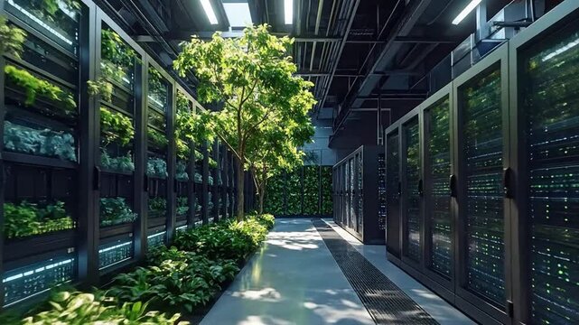 Eco-Friendly Data Center Sustainable Technology with Vertical Gardens