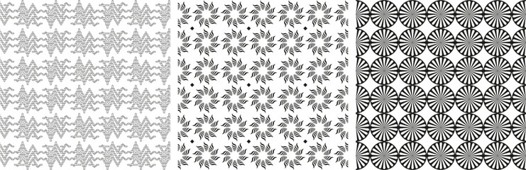 Set Abstract Shapes Pattern Pack Modern Geometric Collection of Seamless Designs flower shape, sunray and unique symbol