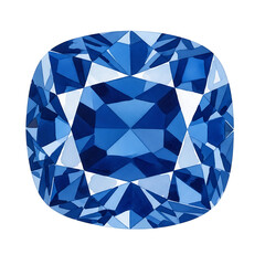 Cushion Cut Blue Diamond Gemstone, Isolated on White Background, High-Quality Photography, Natural Beauty, Elegant Display