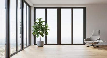 Fototapeta premium Modern Minimalist Interior Design of a Bright Empty Room Background