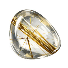 Artistic Turquoise Cabochon with Golden Inclusions, Isolated on White Background, High-Quality Clipart for Creative Projects