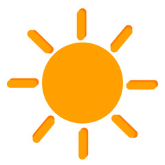 Bright sun icon in flat style. Shining yellow sun vector.